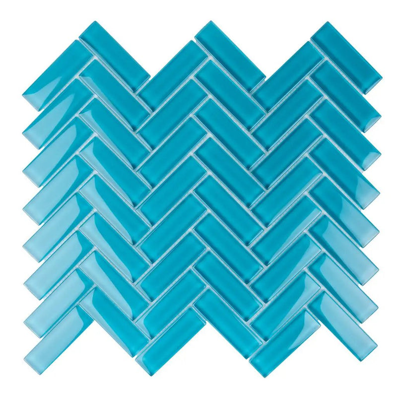 Sapphire Blue 11x13 Glossy Herringbone Glass Mosaic Tile (5 pack, 4.8125 sq ft/case) by Apollo Tile