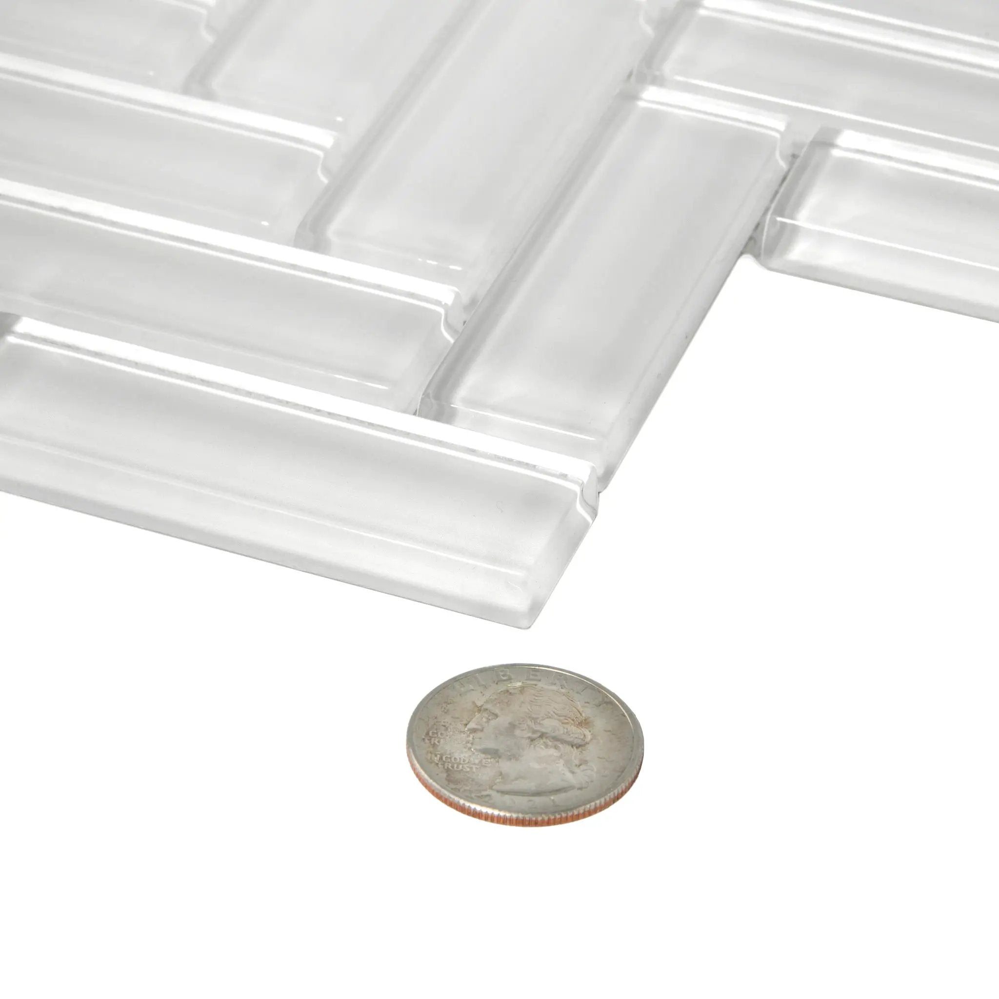 White 11x13 Glossy Herringbone Glass Mosaic Tile (5 pack, 4.8125 sq ft/case) by Apollo Tile