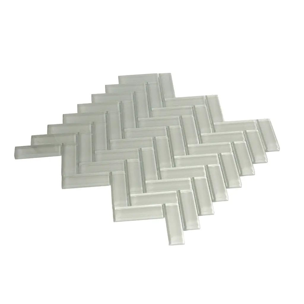 Beige 11x13 Glossy Herringbone Glass Mosaic Tile (5 pack, 4.8125 sq ft/case) by Apollo Tile