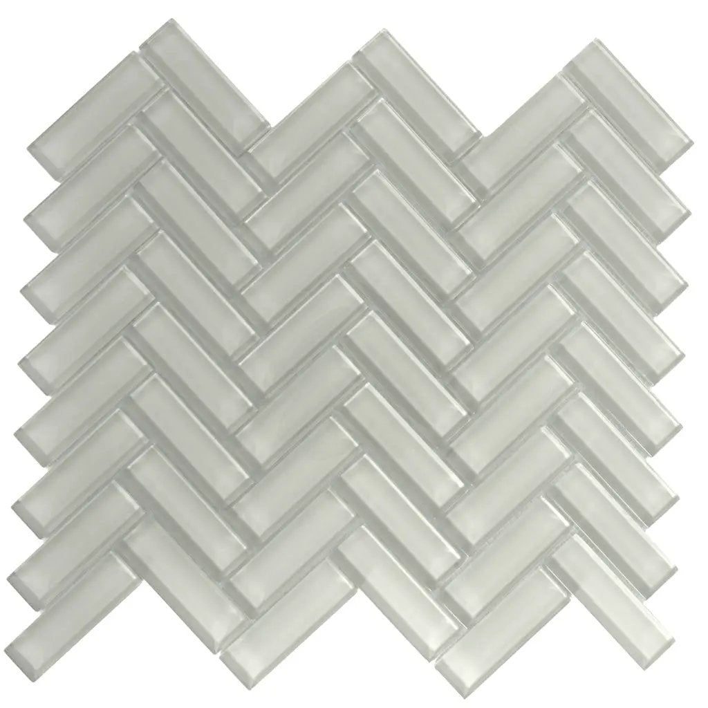 Beige 11x13 Glossy Herringbone Glass Mosaic Tile (5 pack, 4.8125 sq ft/case) by Apollo Tile