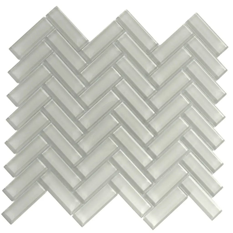 Beige 11x13 Glossy Herringbone Glass Mosaic Tile (5 pack, 4.8125 sq ft/case) by Apollo Tile