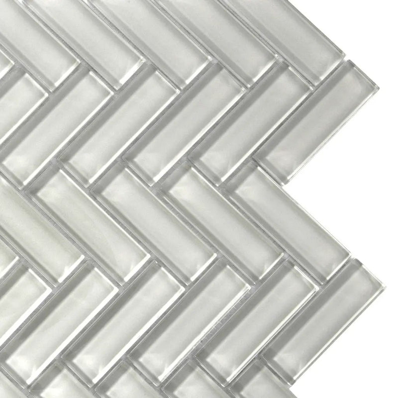 Beige 11x13 Glossy Herringbone Glass Mosaic Tile (5 pack, 4.8125 sq ft/case) by Apollo Tile
