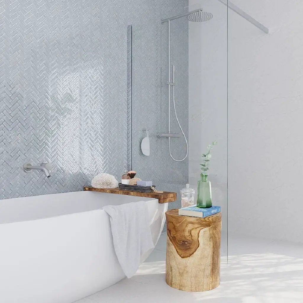 Beige 11x13 Glossy Herringbone Glass Mosaic Tile (5 pack, 4.8125 sq ft/case) by Apollo Tile