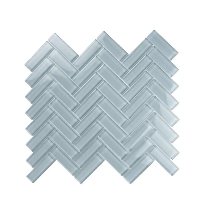 Gray 11x13 Glossy Herringbone Glass Mosaic Tile (5 pack, 4.8125 sq ft/case) by Apollo Tile
