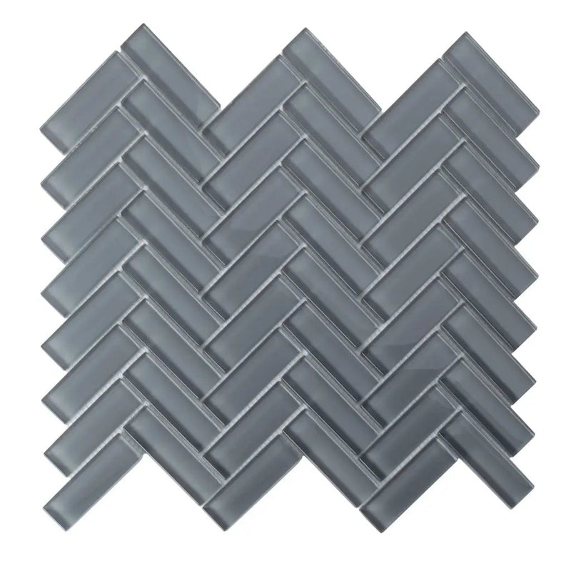 Coin Gray 11x13 Glossy Herringbone Glass Mosaic Tile (5 pack, 4.8125 sq ft/case) by Apollo Tile