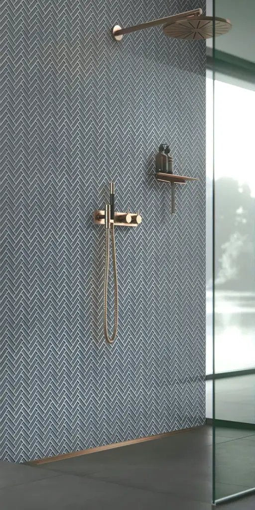 Coin Gray 11x13 Glossy Herringbone Glass Mosaic Tile (5 pack, 4.8125 sq ft/case) by Apollo Tile