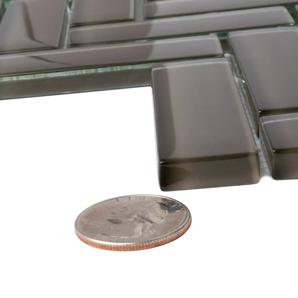 Ash Gray 11x13 Glossy Herringbone Glass Mosaic Tile (5 pack, 4.8125 sq ft/case) by Apollo Tile