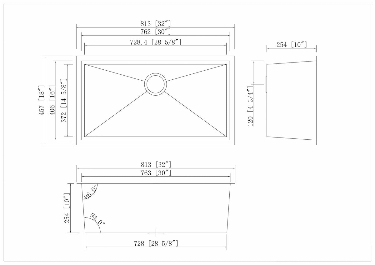 Stainless Steel Square Sink (Single Bowl) by The Original Granite Bracket