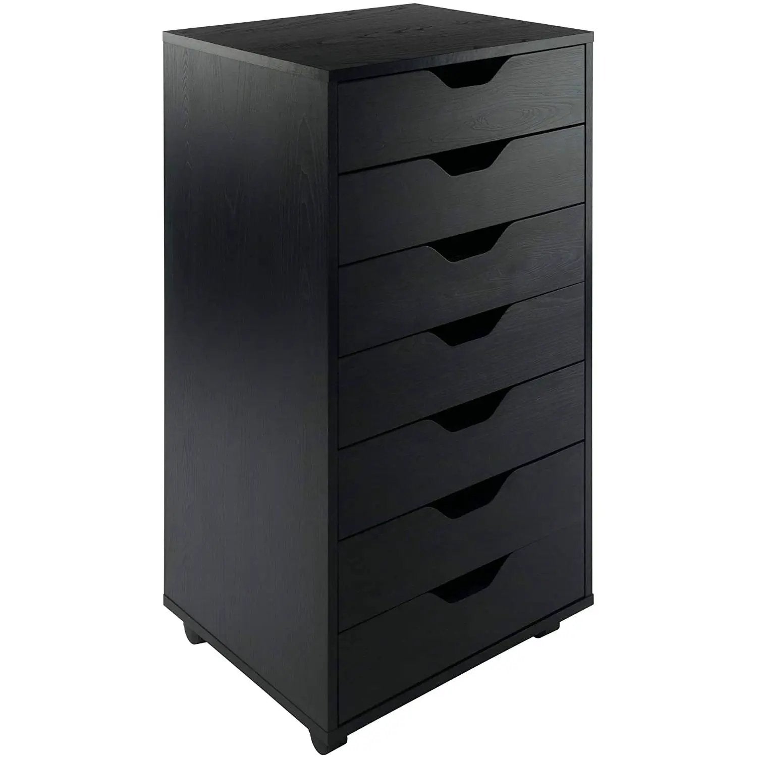 Modern Scandinavian Style 7-Drawer Storage Cabinet Chest in Black Finish by HomePacific