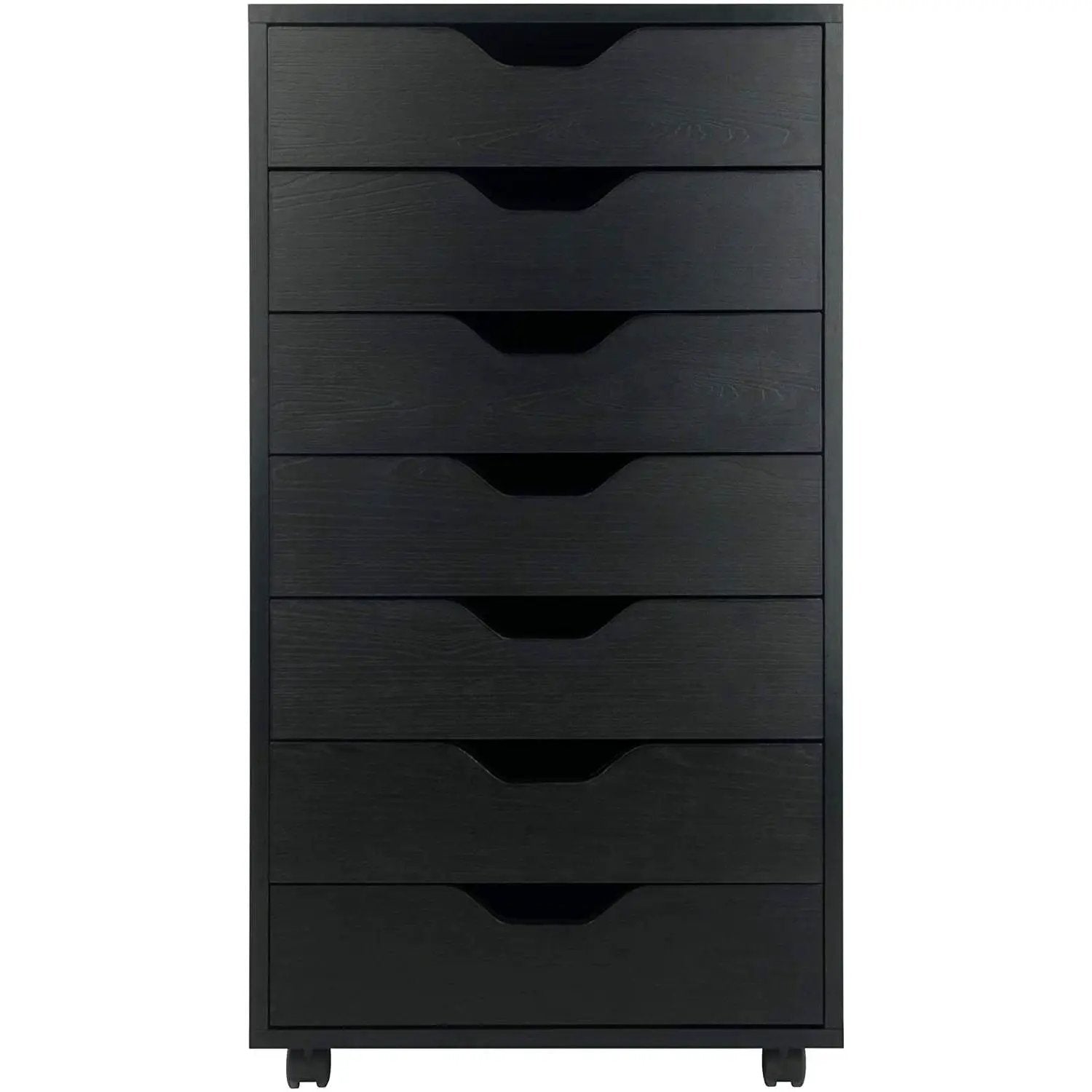 Modern Scandinavian Style 7-Drawer Storage Cabinet Chest in Black Finish by HomePacific