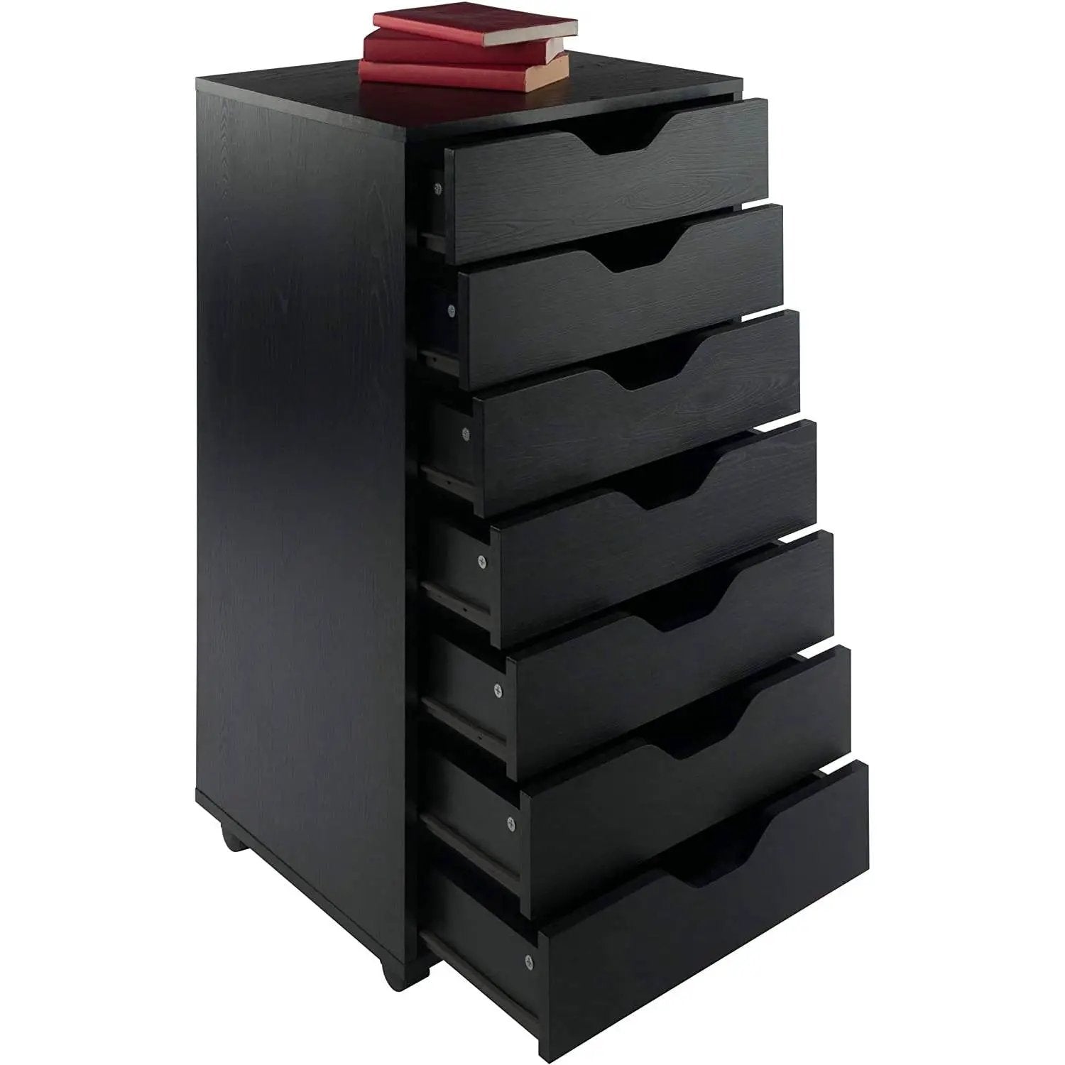 Modern Scandinavian Style 7-Drawer Storage Cabinet Chest in Black Finish by HomePacific