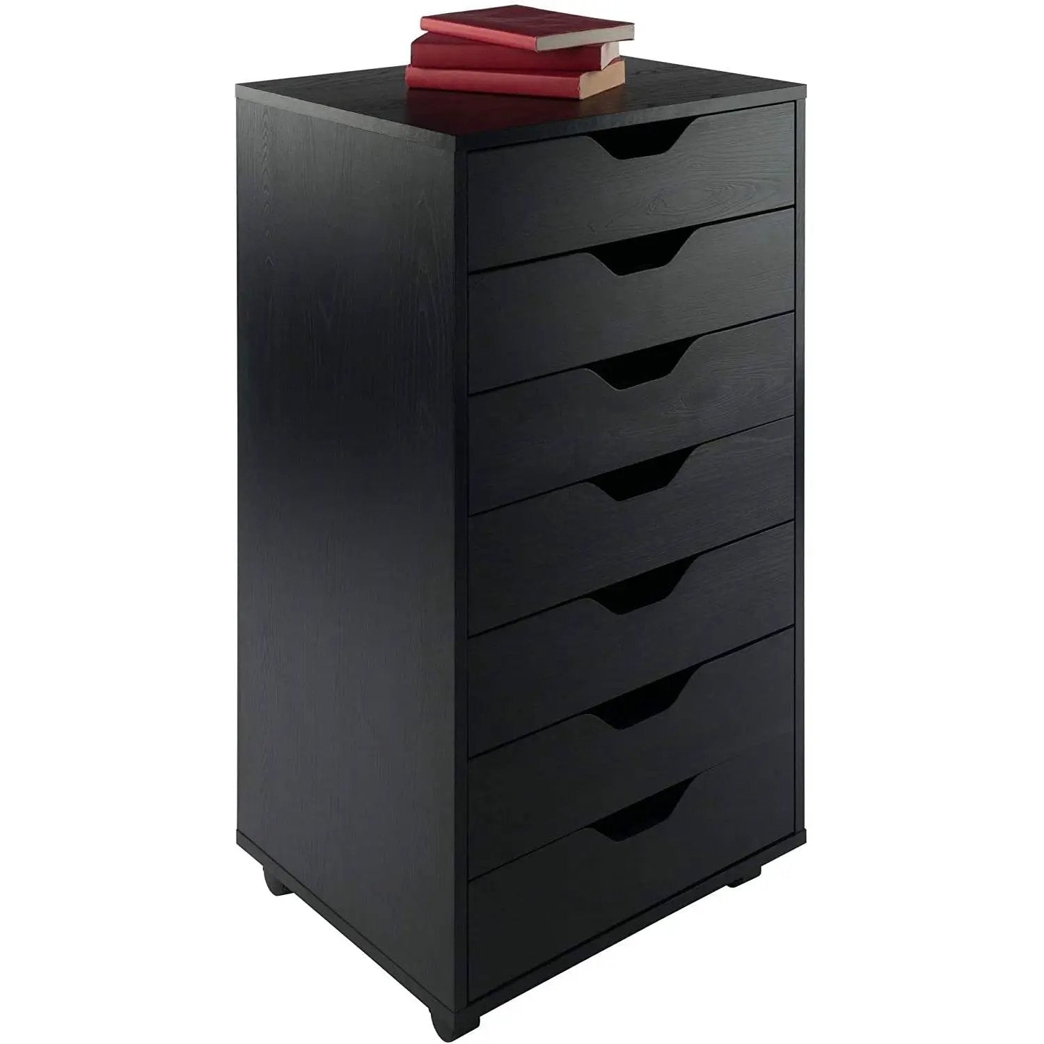 Modern Scandinavian Style 7-Drawer Storage Cabinet Chest in Black Finish by HomePacific