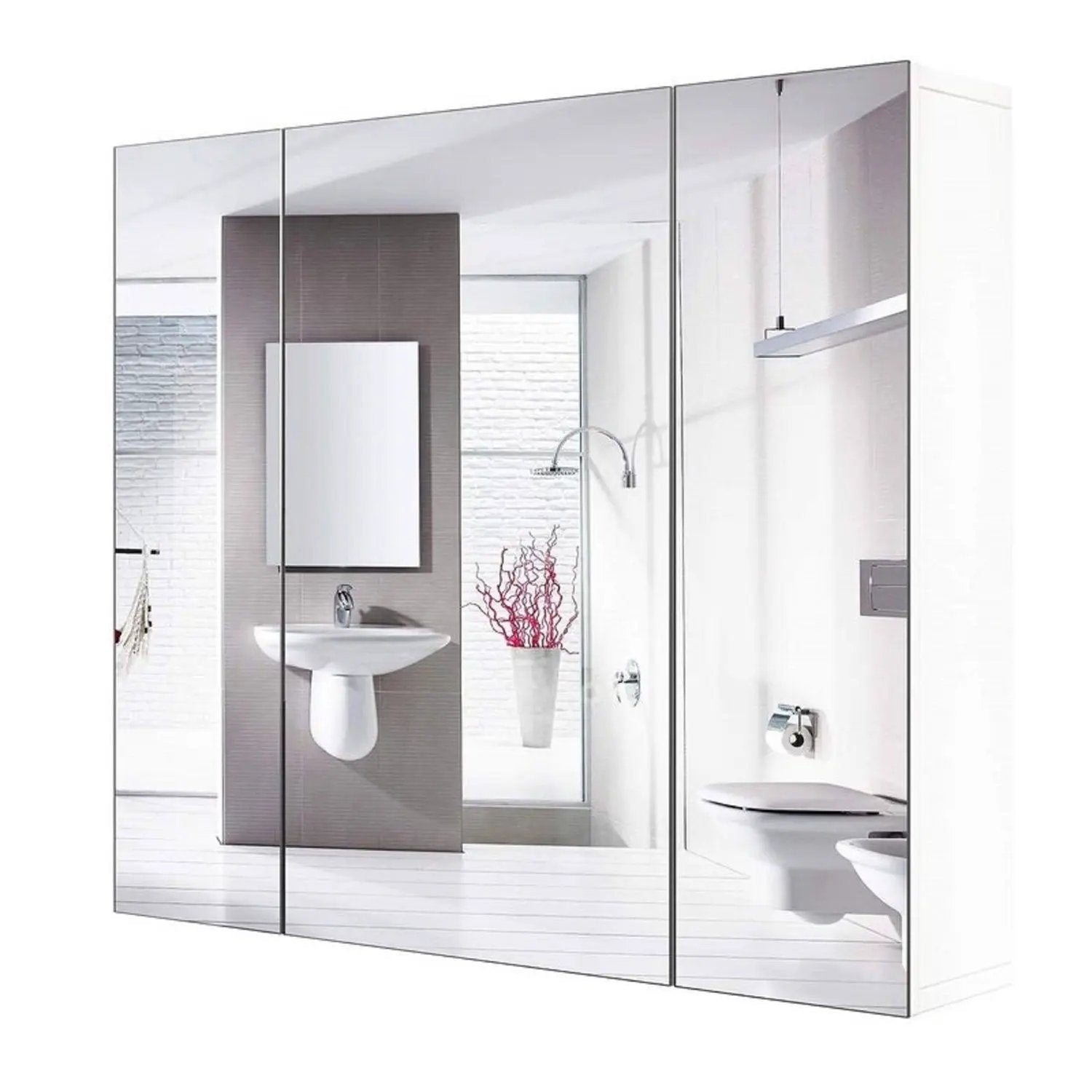 Modern 3-Door Wall Mounted Medicine Cabinet Bathroom Mirror Cupboard by HomePacific