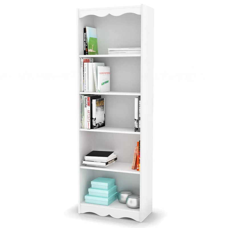 White 72-inch High Bookcase with Soft Arches and 5 Shelves by HomePacific