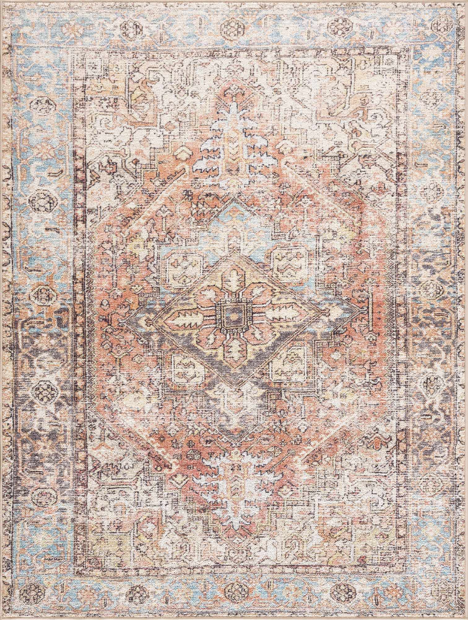 Beck Peach Washable Area Rug - Clearance by Boutique Rugs
