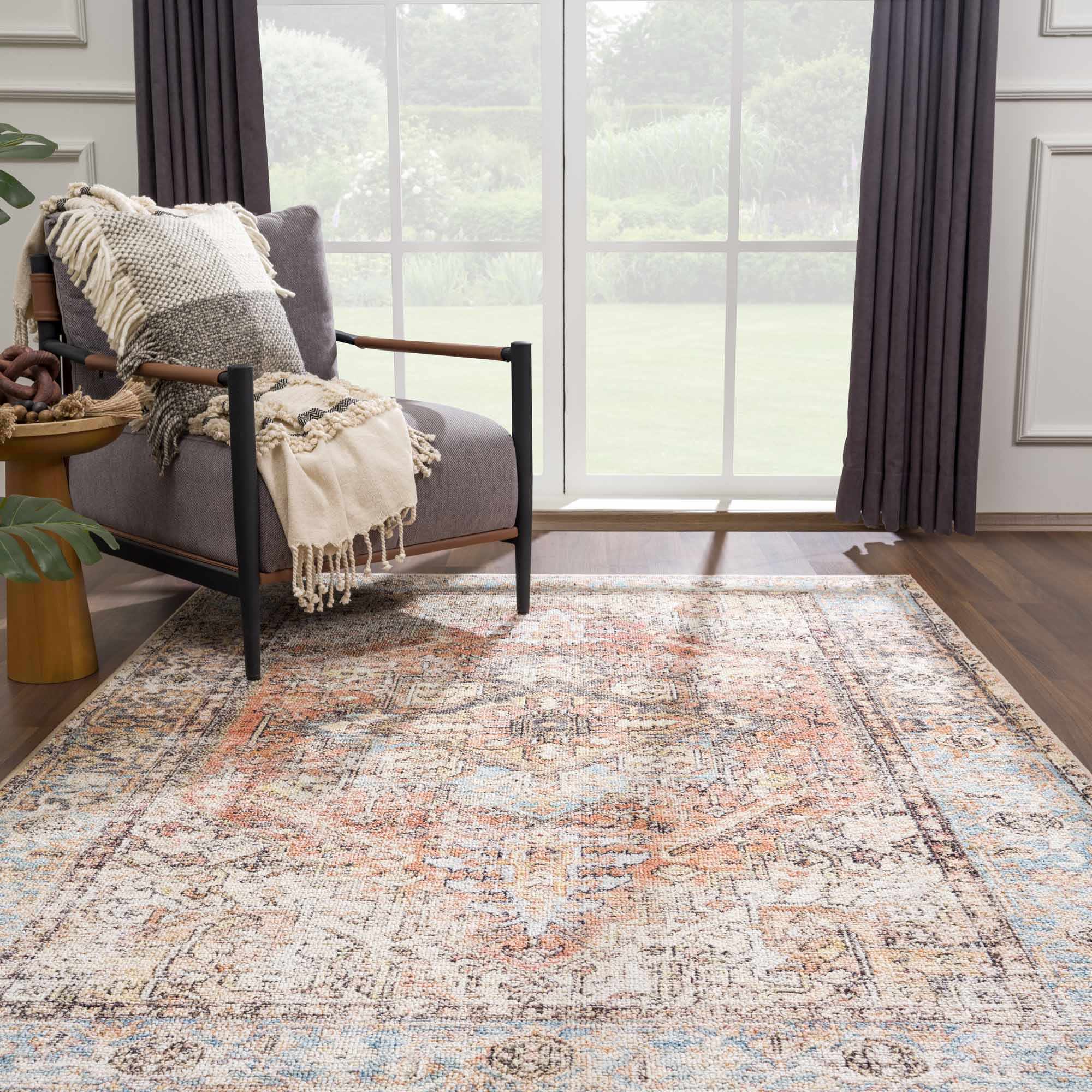 Beck Peach Washable Area Rug - Clearance by Boutique Rugs