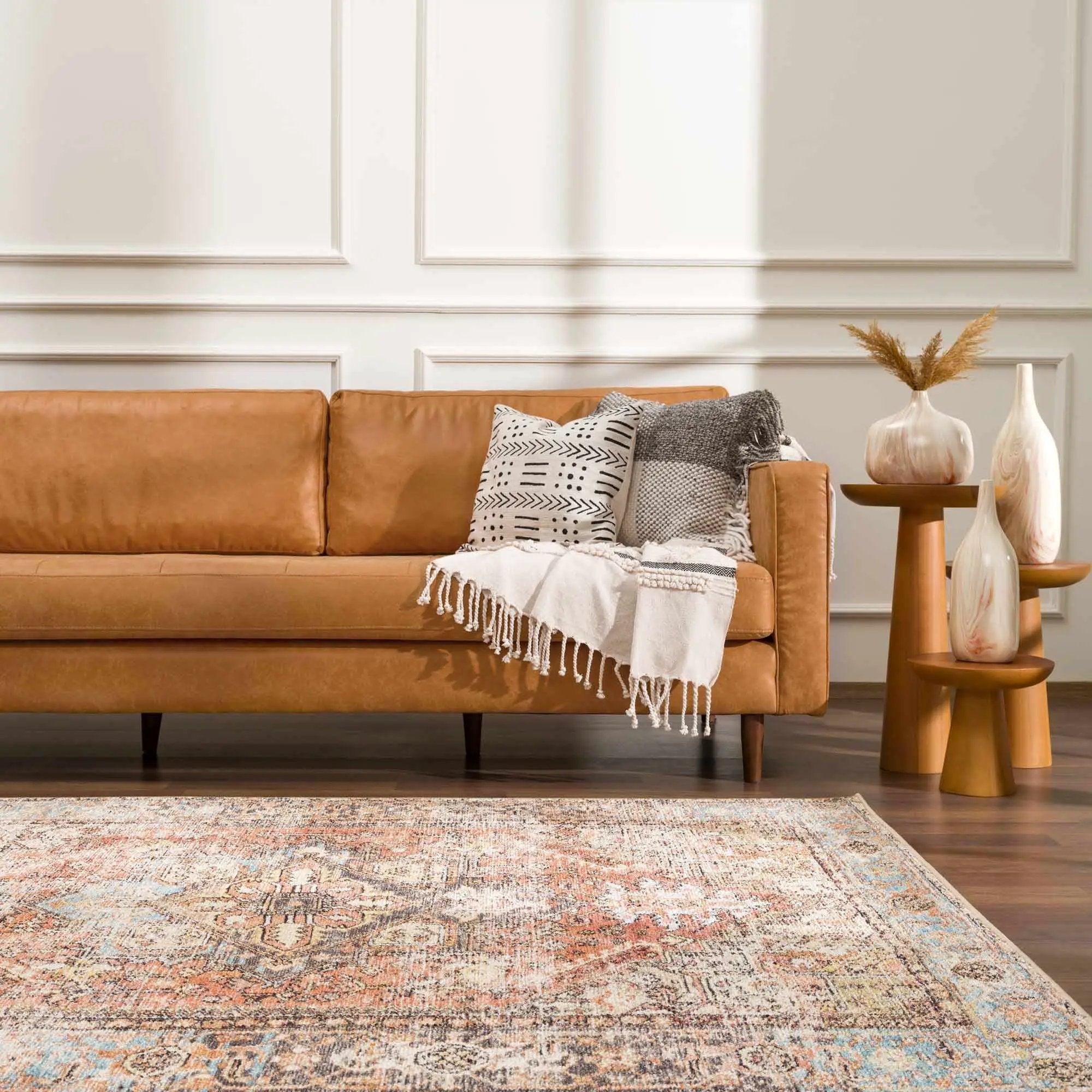 Beck Peach Washable Area Rug - Clearance by Boutique Rugs