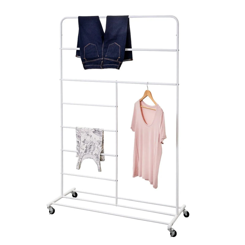 White Rolling Multi Use Laundry Clothes Drying Rack by HomePacific