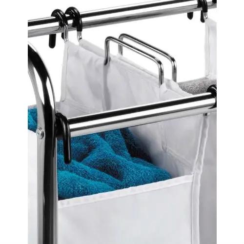 Heavy Duty Commercial Grade Laundry Sorter Hamper Cart in White Chrome by HomePacific
