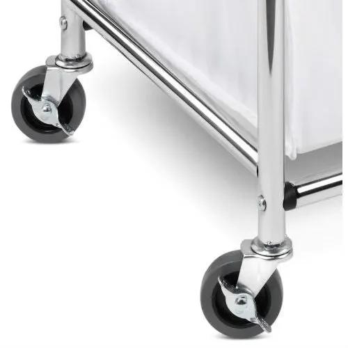 Heavy Duty Commercial Grade Laundry Sorter Hamper Cart in White Chrome by HomePacific