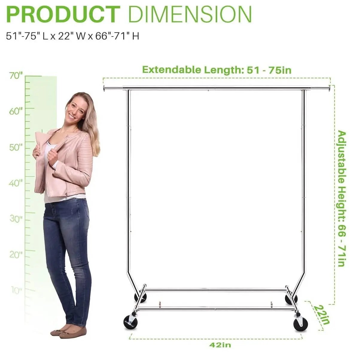 Heavy Duty Metal Clothing Garment Rack with Lockable Wheels - 250 lbs. Capacity by HomePacific