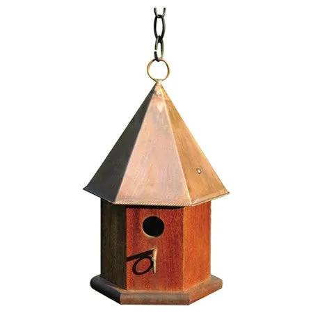 Solid Mahogany Wood Songbird Birdhouse with Shiny Copper Roof by HomePacific