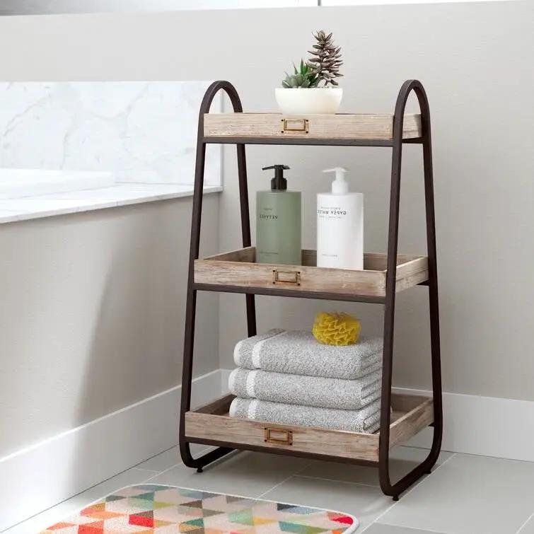 Industrial Freestanding 3-Tier Bathroom Storage Shelving Unit by HomePacific