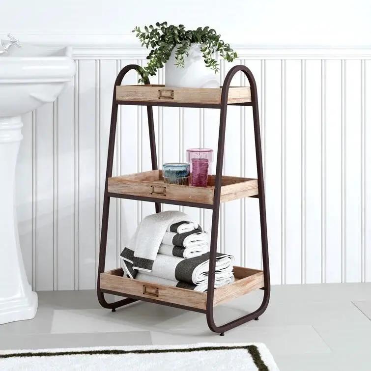 Industrial Freestanding 3-Tier Bathroom Storage Shelving Unit by HomePacific