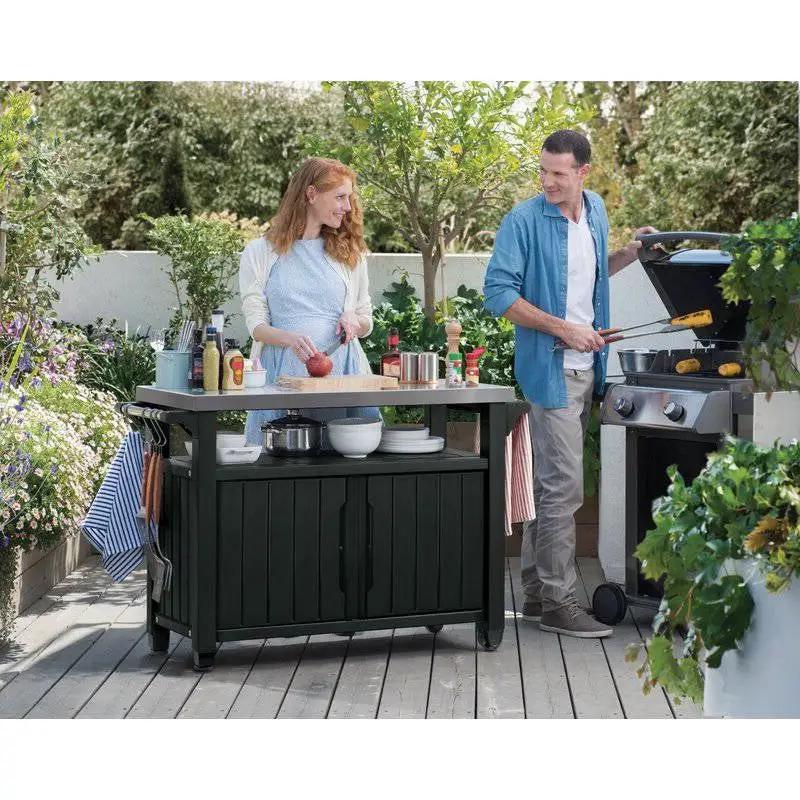 Outdoor Grill Party Bar Serving Cart with Storage in Graphite Grey by HomePacific