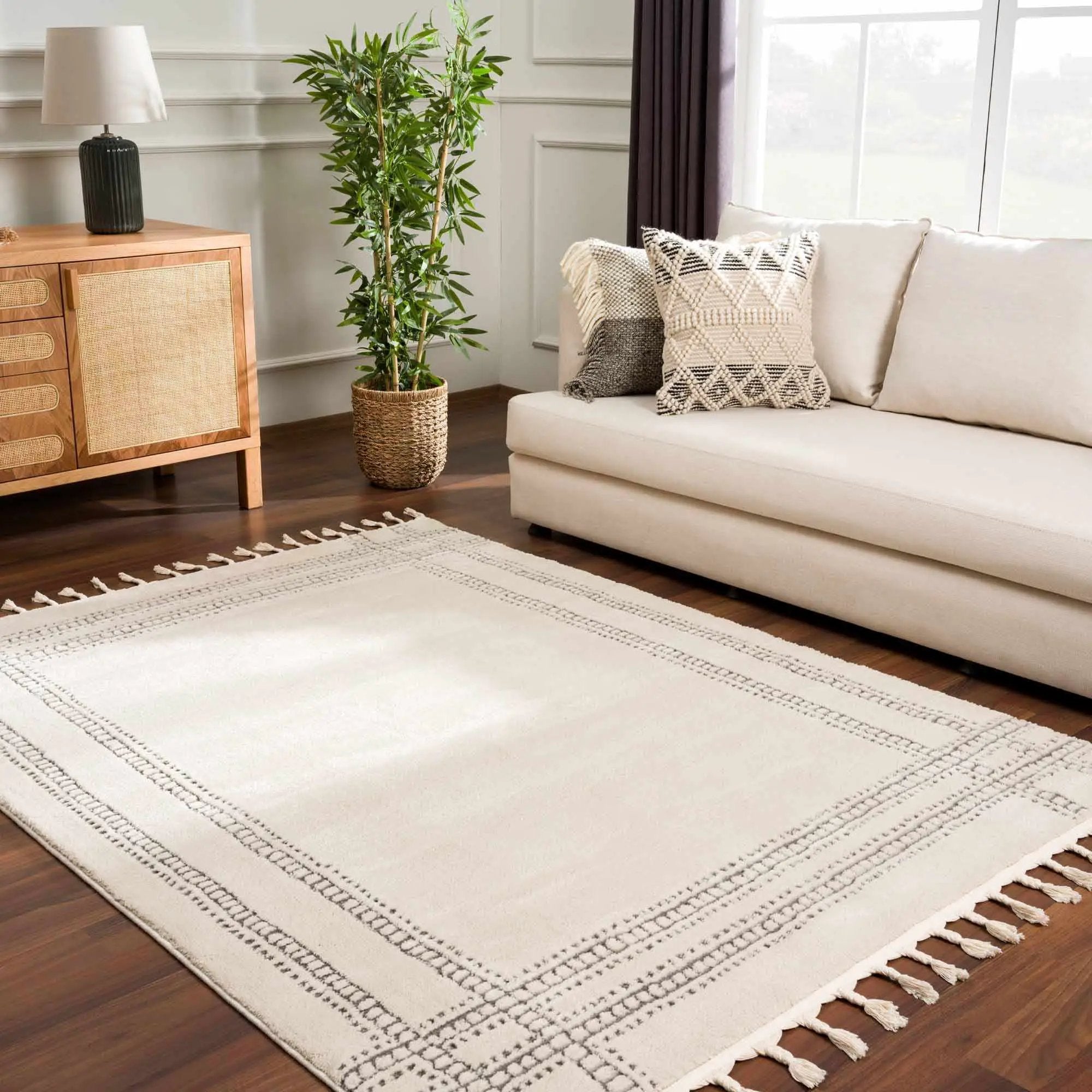 Ryuu Ivory & Gray Area Rug by Boutique Rugs