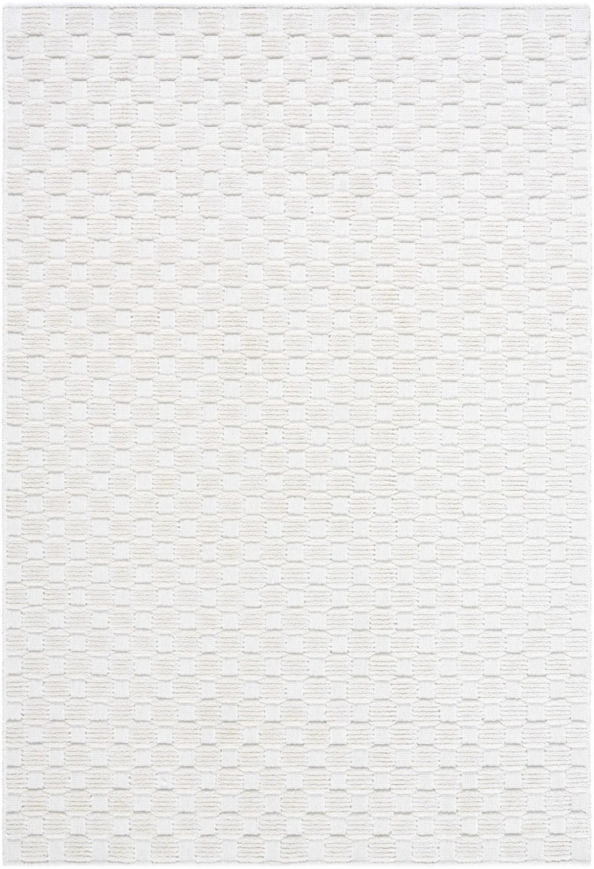 Anthea Off-White 3D Checkered Washable Rug