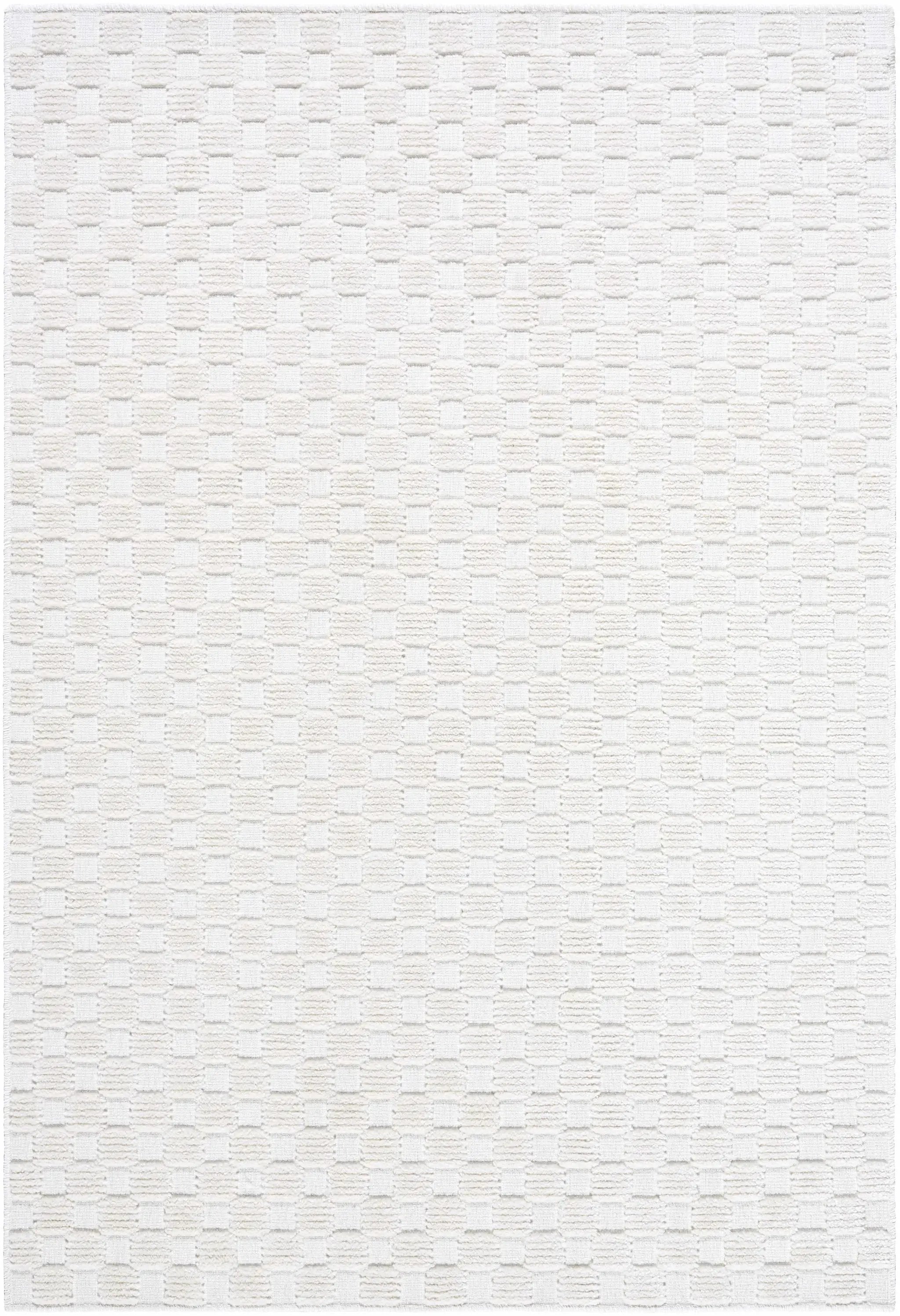 Anthea Off-White 3D Checkered Washable Rug by Boutique Rugs
