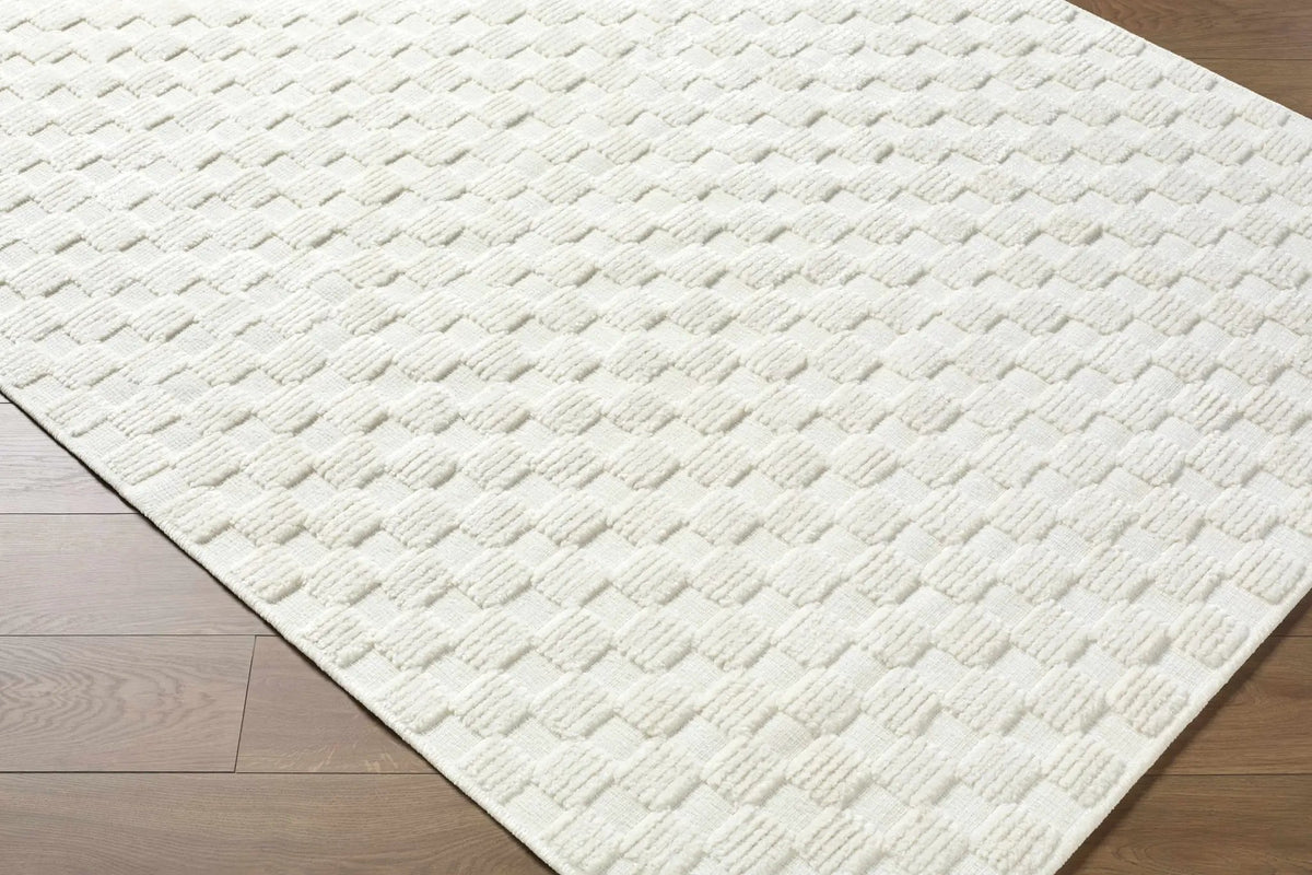 Anthea Off-White 3D Checkered Washable Rug, photo 5 of 7