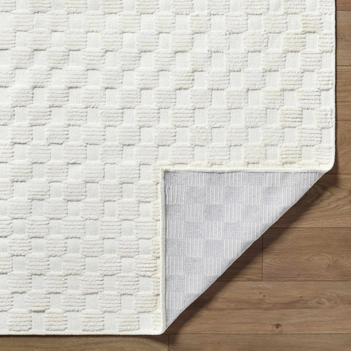 Anthea Off-White 3D Checkered Washable Rug, photo 4 of 7