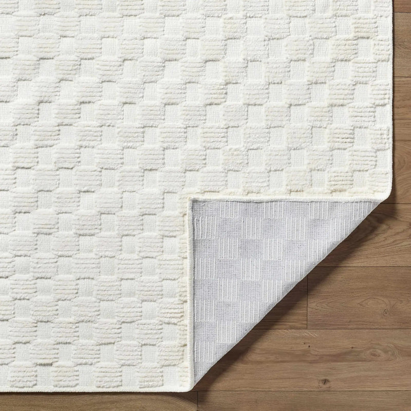 Anthea Off-White 3D Checkered Washable Rug by Boutique Rugs