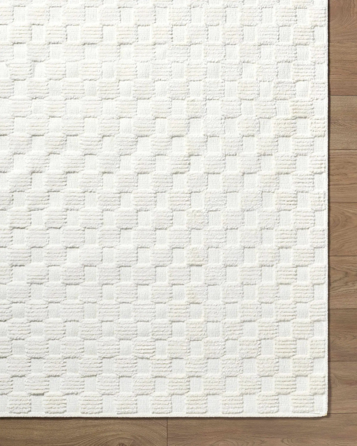 Anthea Off-White 3D Checkered Washable Rug, photo 7 of 7