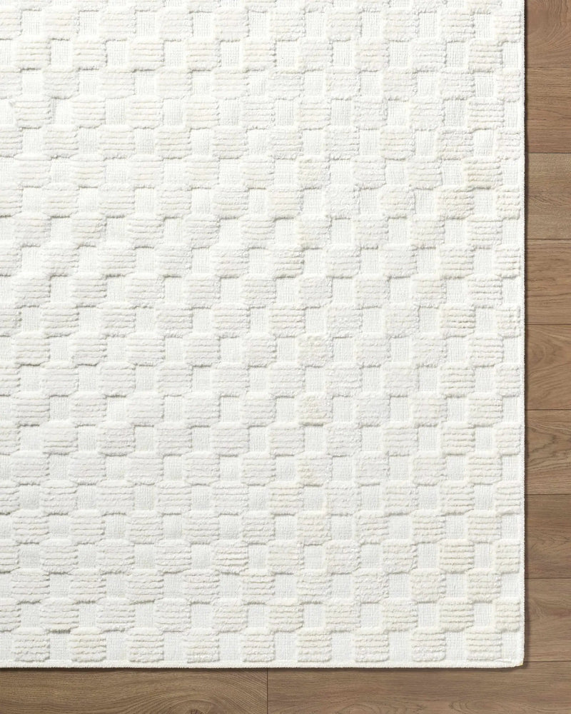 Anthea Off-White 3D Checkered Washable Rug by Boutique Rugs