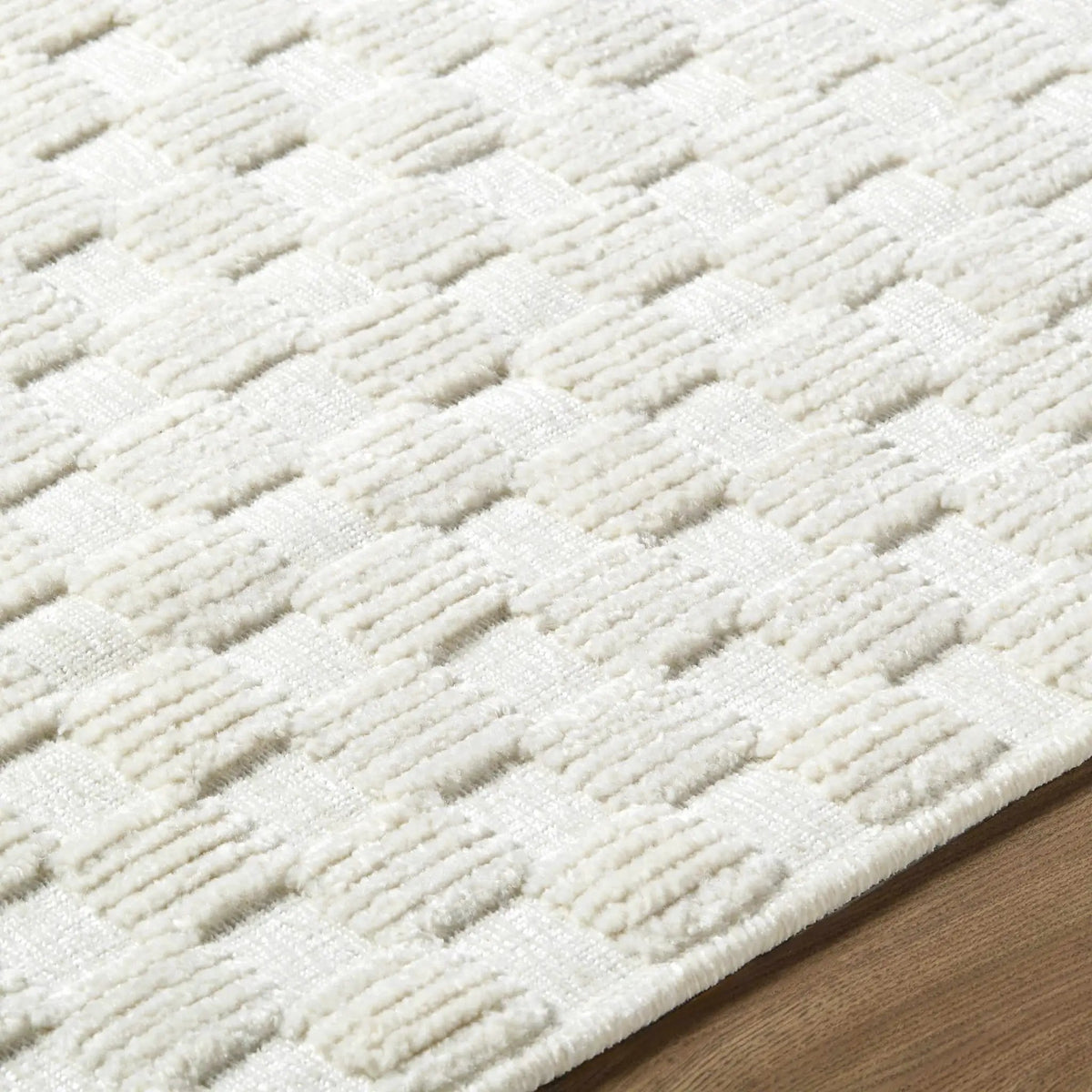 Anthea Off-White 3D Checkered Washable Rug, photo 6 of 7