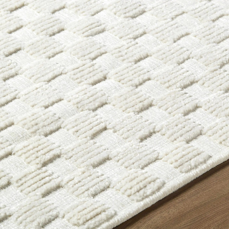 Anthea Off-White 3D Checkered Washable Rug by Boutique Rugs