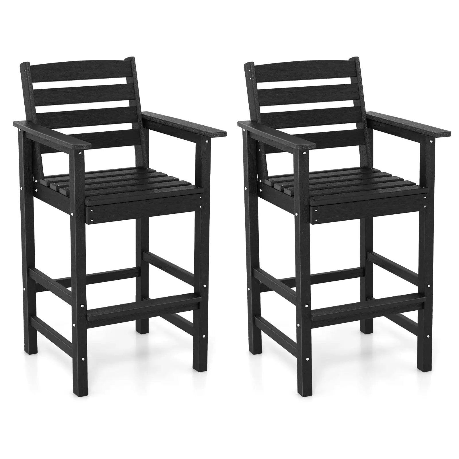 Patio HDPE Adirondack Bar Chairs Set of 2 with Wide Armrests by DirectDeals