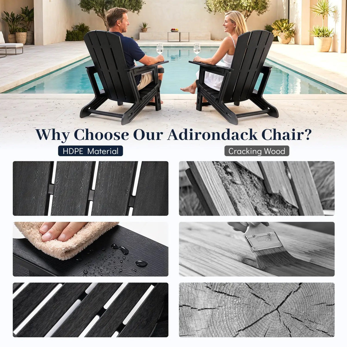 HDPE Adirondack Chair with Realistic Wood Grain, photo 6 of 24
