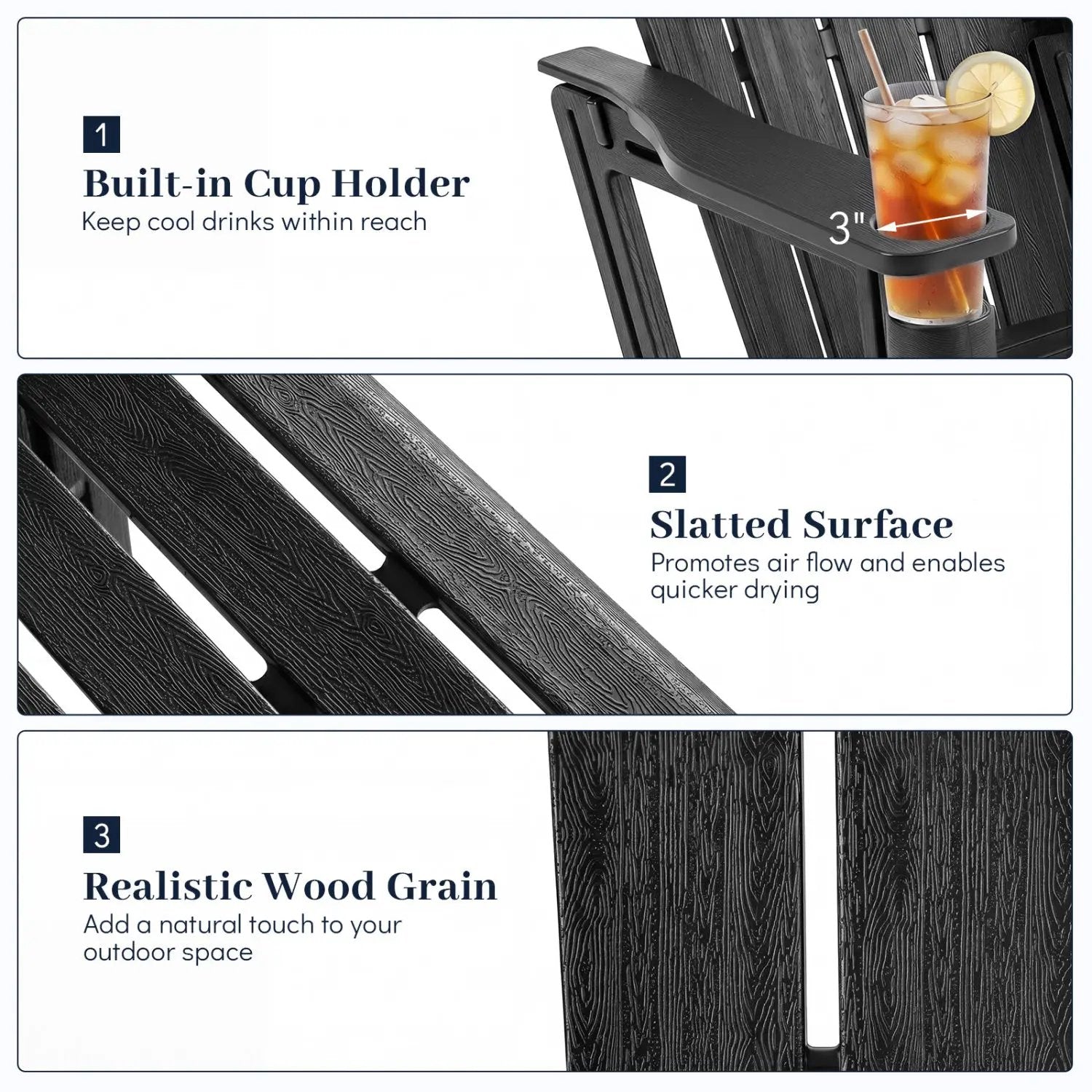 HDPE Adirondack Chair with Realistic Wood Grain by DirectDeals