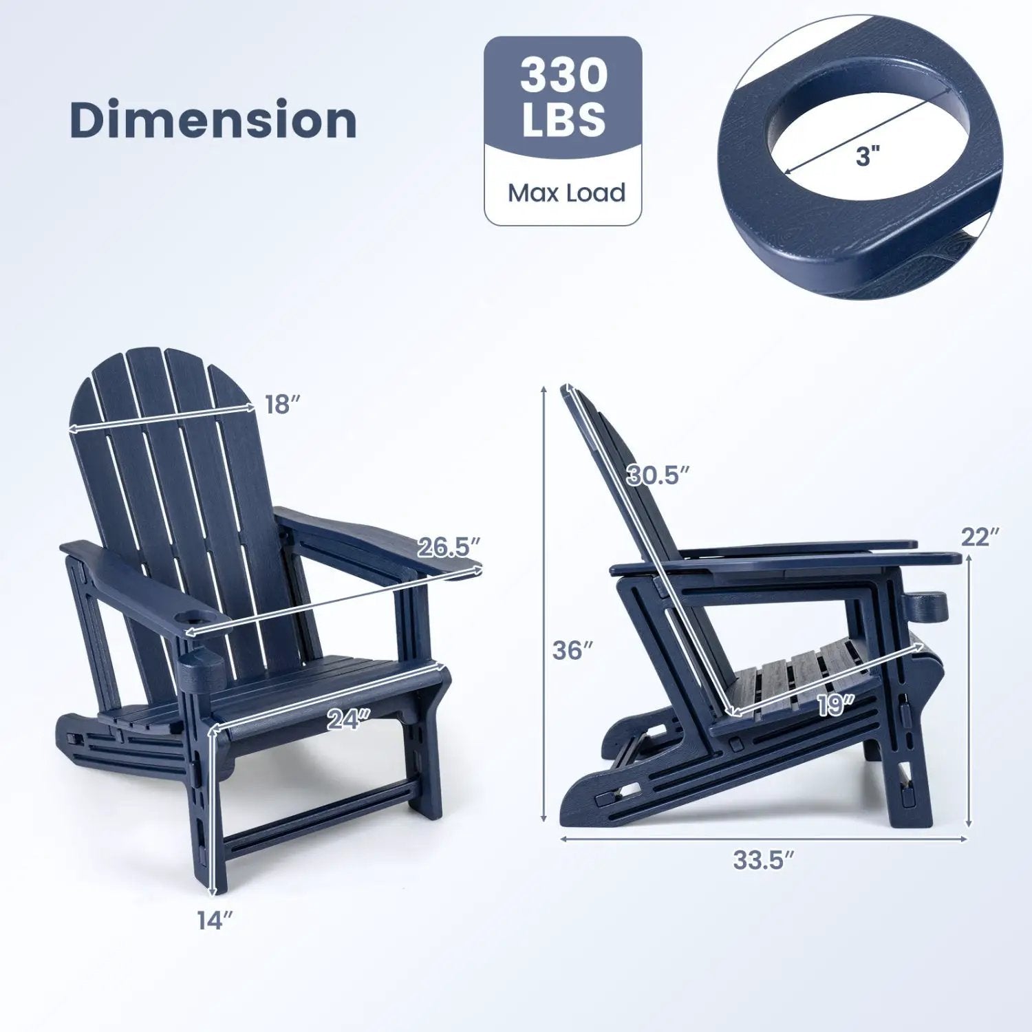 HDPE Adirondack Chair with Cup Holder - Weather Resistant by DirectDeals