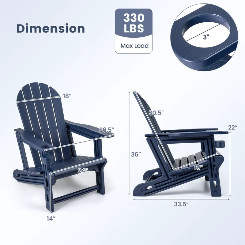 HDPE Adirondack Chair with Cup Holder - Weather Resistant by DirectDeals