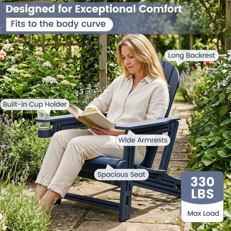 HDPE Adirondack Chair with Cup Holder - Weather Resistant by DirectDeals