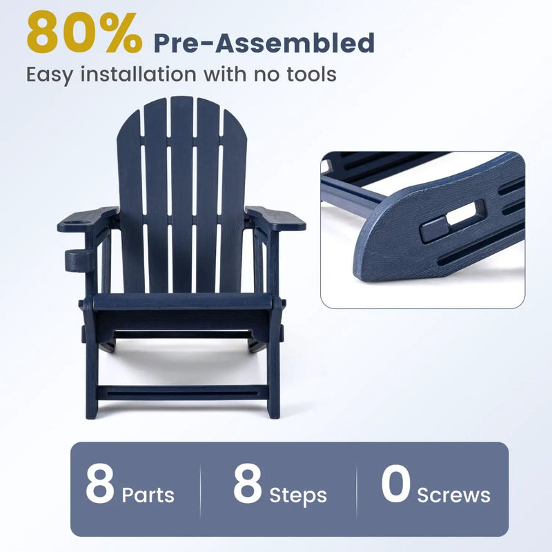 HDPE Adirondack Chair with Cup Holder - Weather Resistant by DirectDeals