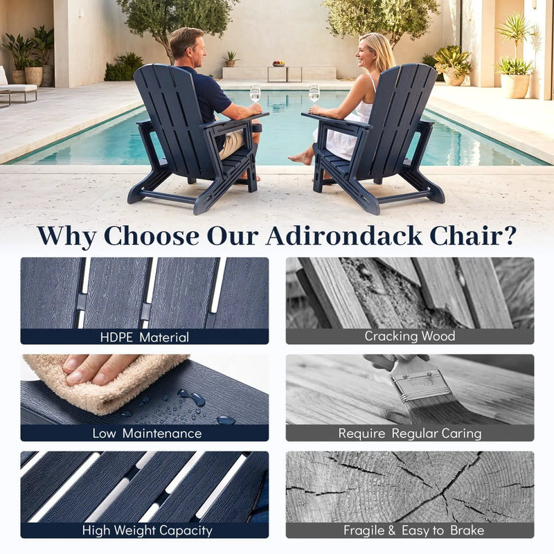 HDPE Adirondack Chair with Realistic Wood Grain by DirectDeals