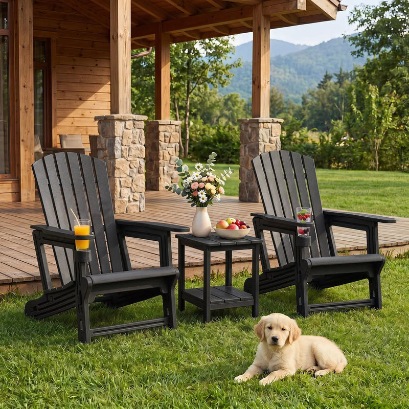 HDPE Adirondack Chair with Cup Holder - Weather Resistant by DirectDeals