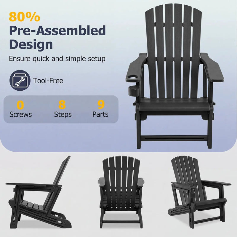 HDPE Adirondack Chair with Cup Holder - Weather Resistant by DirectDeals