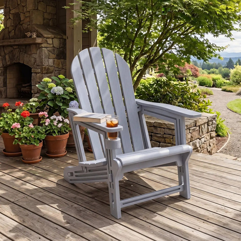 HDPE Adirondack Chair with Cup Holder - Weather Resistant by DirectDeals